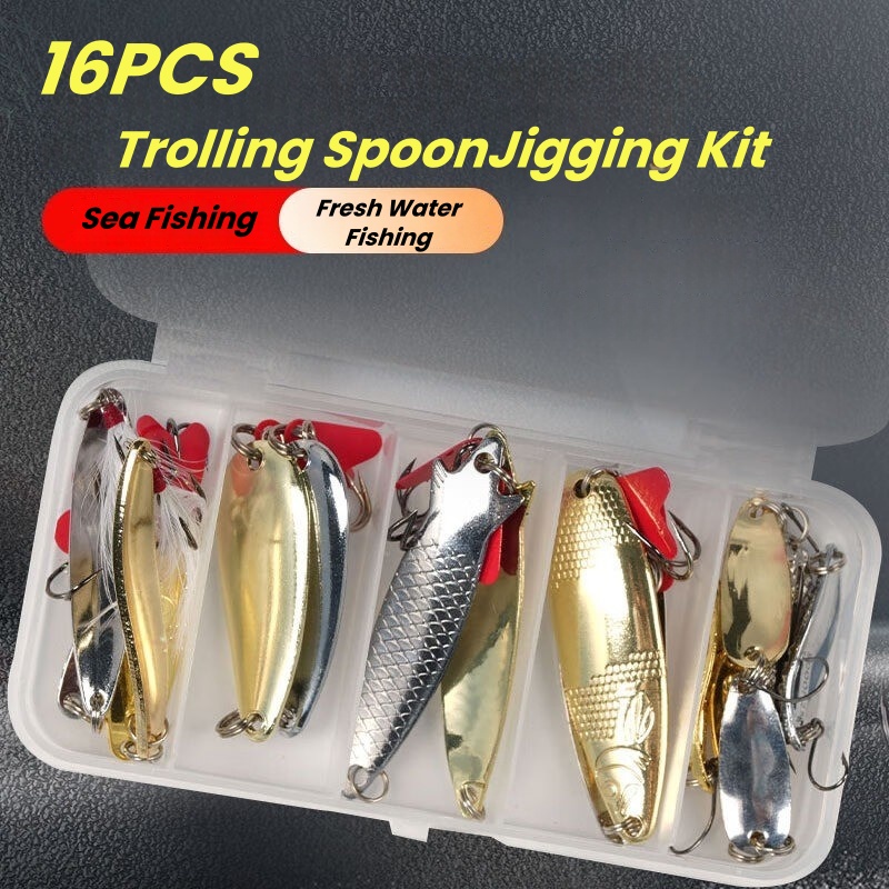 Kit de señuelos de pesca, 16 p - Fishing Lure Spinnerbait reseña y precio