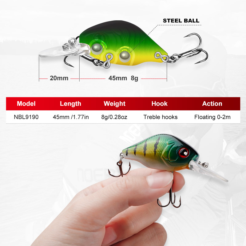 NOEBY 45mm 8g Crankbaits señue - Fishing Lure Crankbait reseña y precio